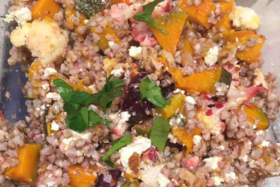 buckwheat salad with roast veg & persian feta Foost